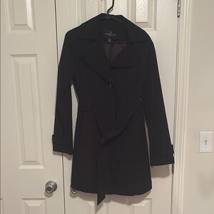 London Fog Black Trench Coat Classic Tailored Style